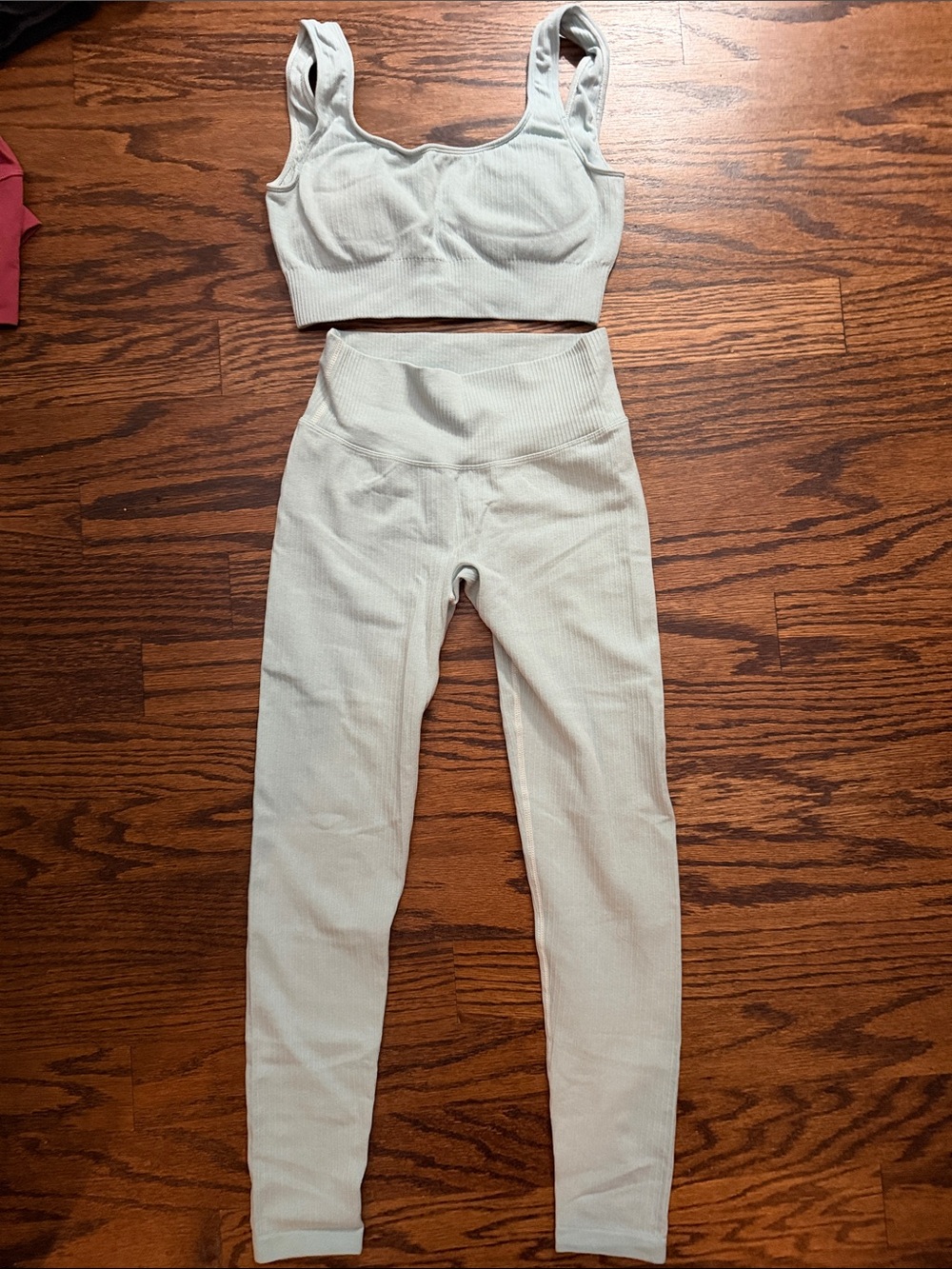 Amazon Light Blue Seamless High-Waist Leggings & Crop Tank Set